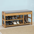 Functional Bamboo Shoe Bench with Lift Top and Drawers - SuperSaverAU - view 1