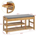 Functional Bamboo Shoe Bench with Lift Top and Drawers - SuperSaverAU - view 3