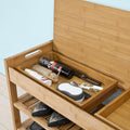 Functional Bamboo Shoe Bench with Lift Top and Drawers - SuperSaverAU - view 4