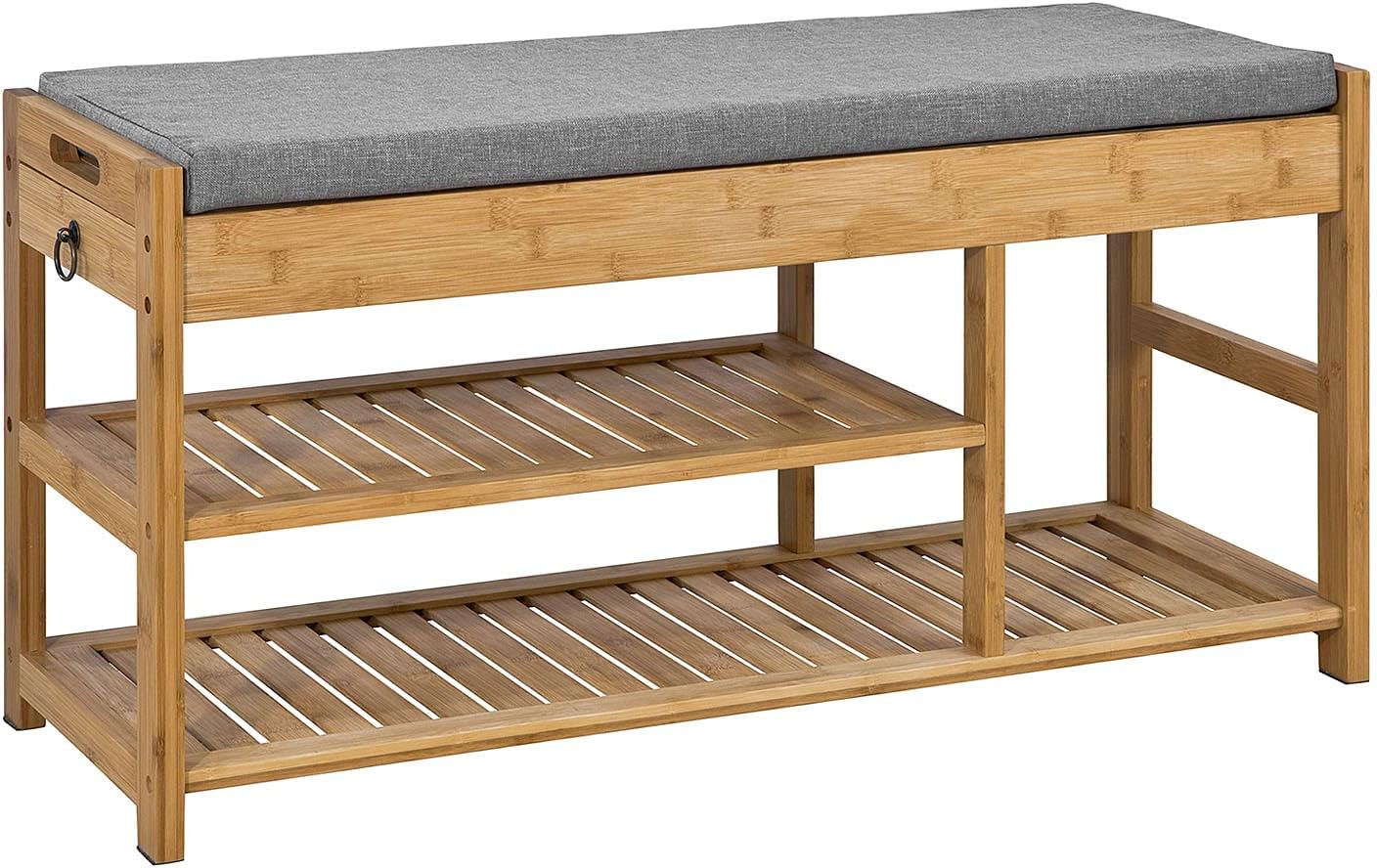 Functional Bamboo Shoe Bench with Lift Top and Drawers