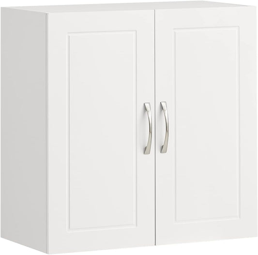 Versatile White Wall Cabinet with Adjustable Shelf