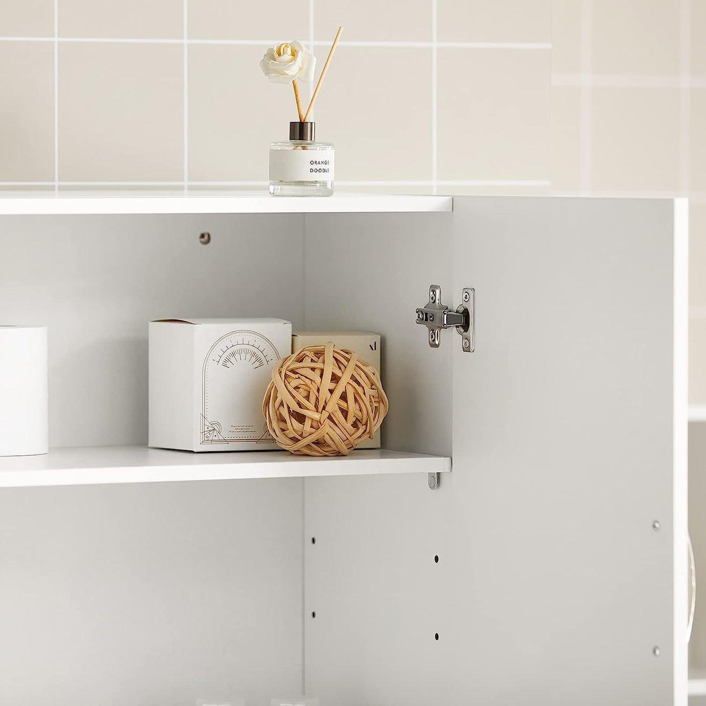 Versatile White Wall Cabinet with Adjustable Shelf