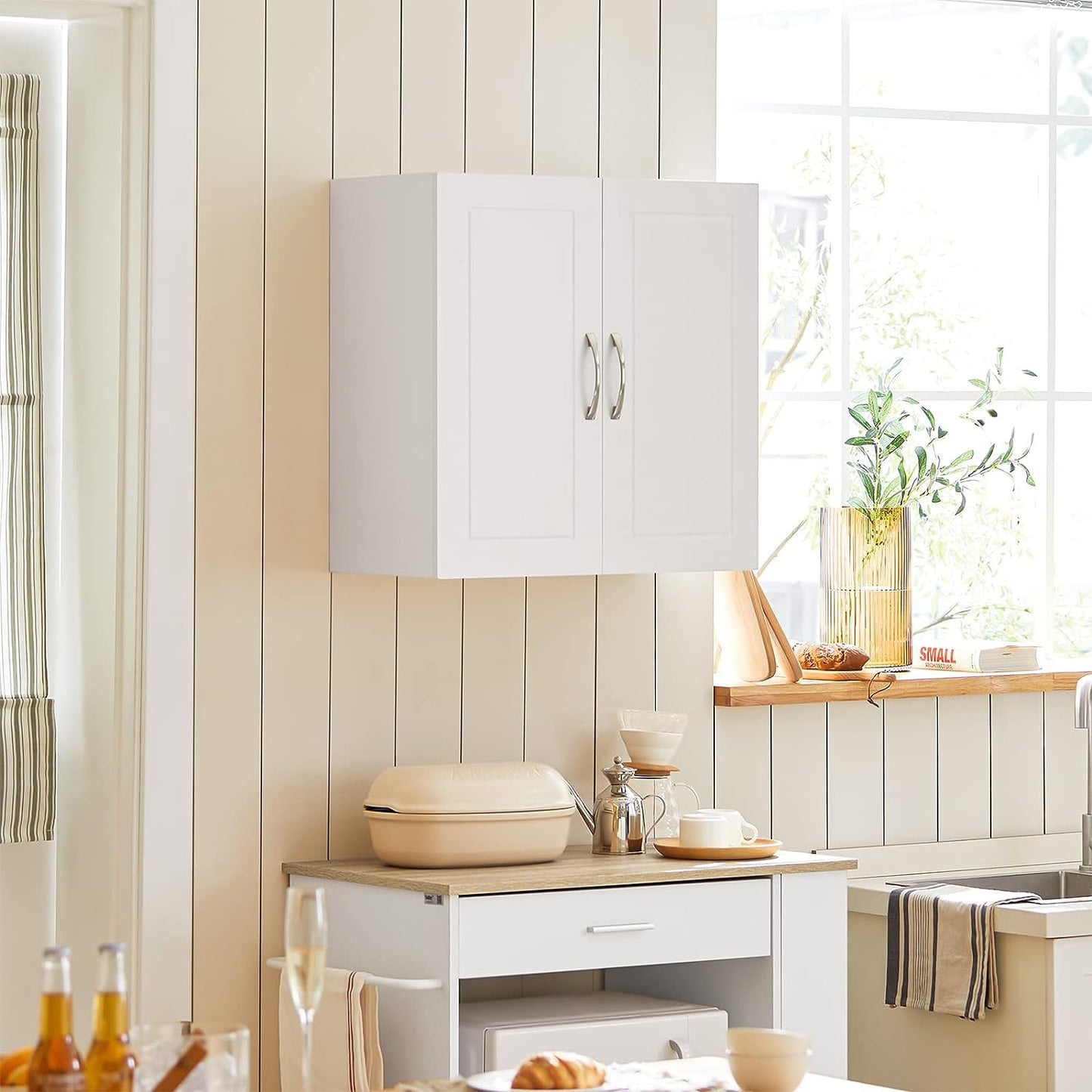 Versatile White Wall Cabinet with Adjustable Shelf