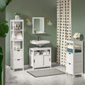White Freestanding Cabinet 2 Drawers Shelf Cupboard 30x30x90 cm, Stylish Storage Solution - SuperSaverAU - view 2
