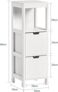 White Freestanding Cabinet 2 Drawers Shelf Cupboard 30x30x90 cm, Stylish Storage Solution - SuperSaverAU - view 3