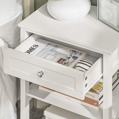 Stylish Bedside Table with Drawer and Shelves