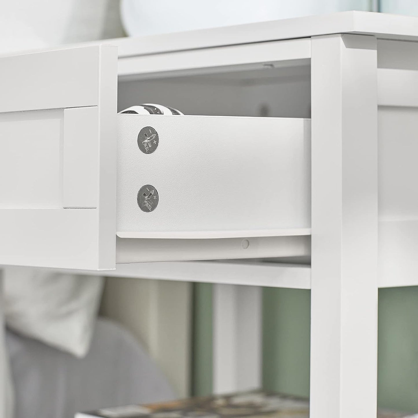Stylish Bedside Table with Drawer and Shelves