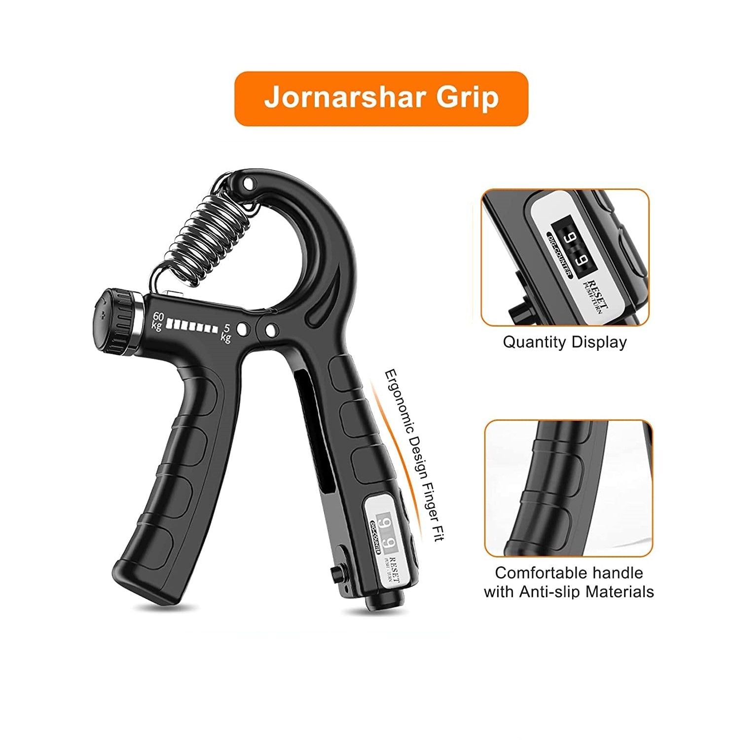 Premium Adjustable Hand Grip Strengthener with Counter - 5-60kg, 2 Pack