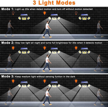 Outdoor Solar Lights 3 Adjustable Heads, Motion Sensor, 19x12x12 cm