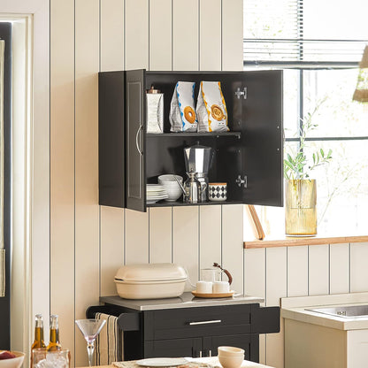 Sleek Black Wall Storage Cabinet with Adjustable Shelf