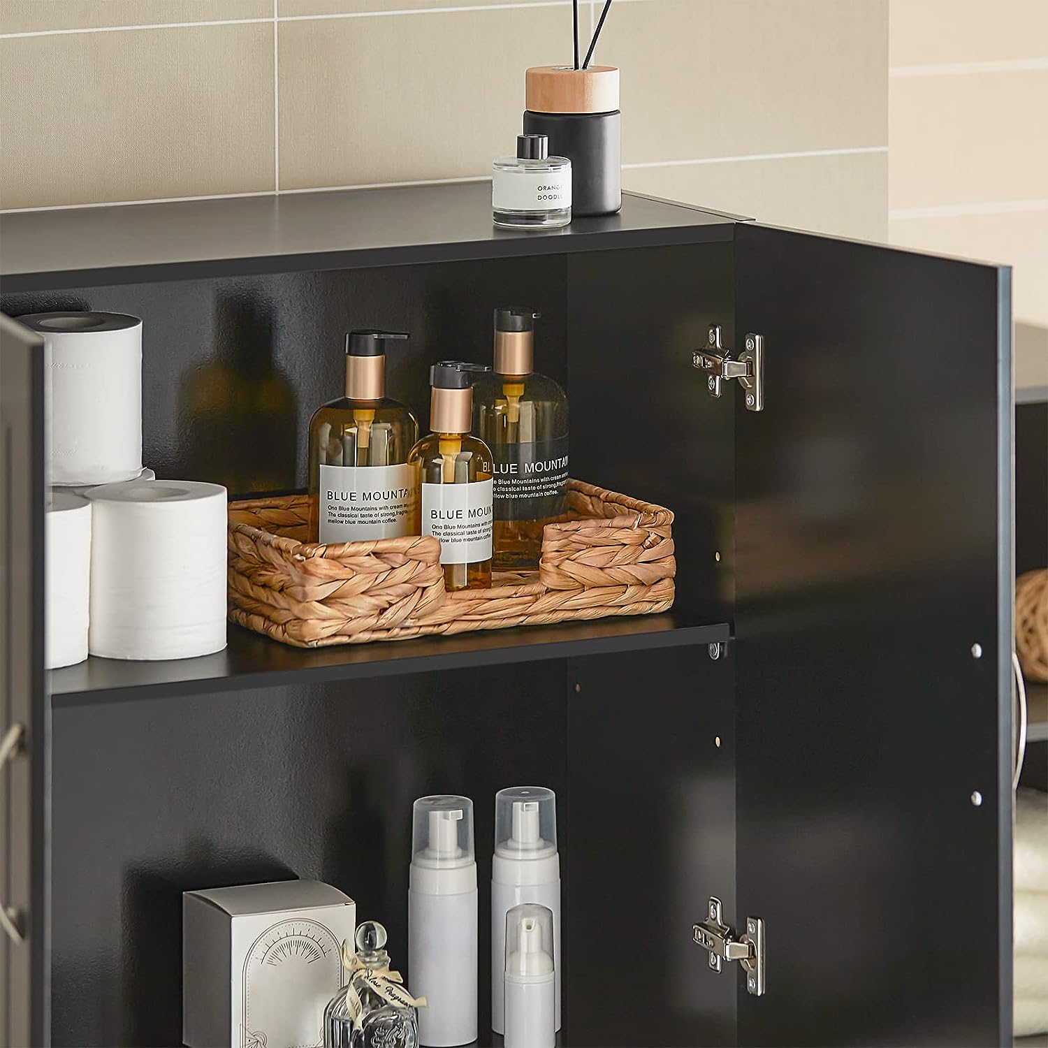 Sleek Black Wall Storage Cabinet with Adjustable Shelf - SuperSaverAU - view 9