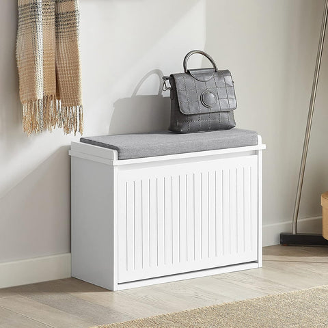 Modern Hallway Shoe Bench with Cushion and Storage - SuperSaverAU - view 2