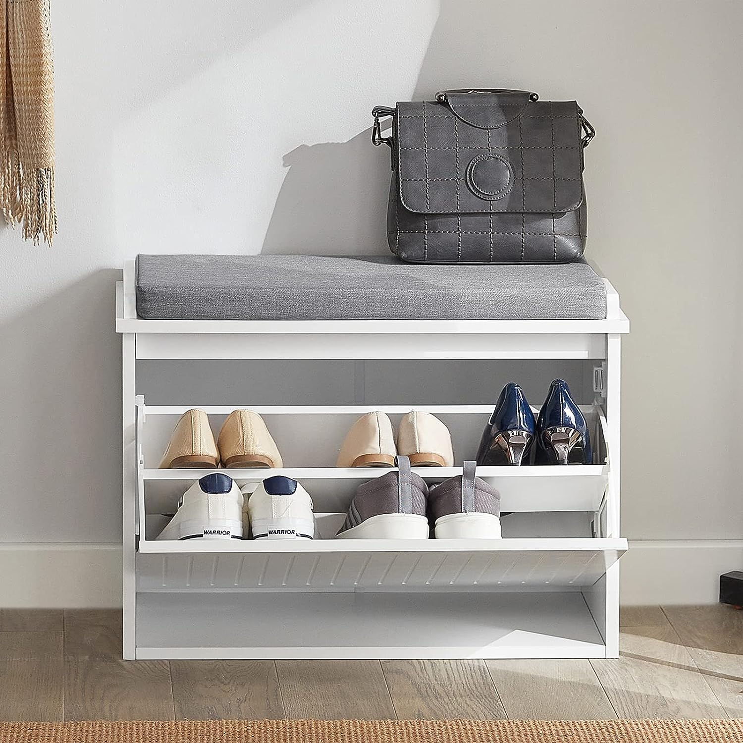 Modern Hallway Shoe Bench with Cushion and Storage - SuperSaverAU - view 4