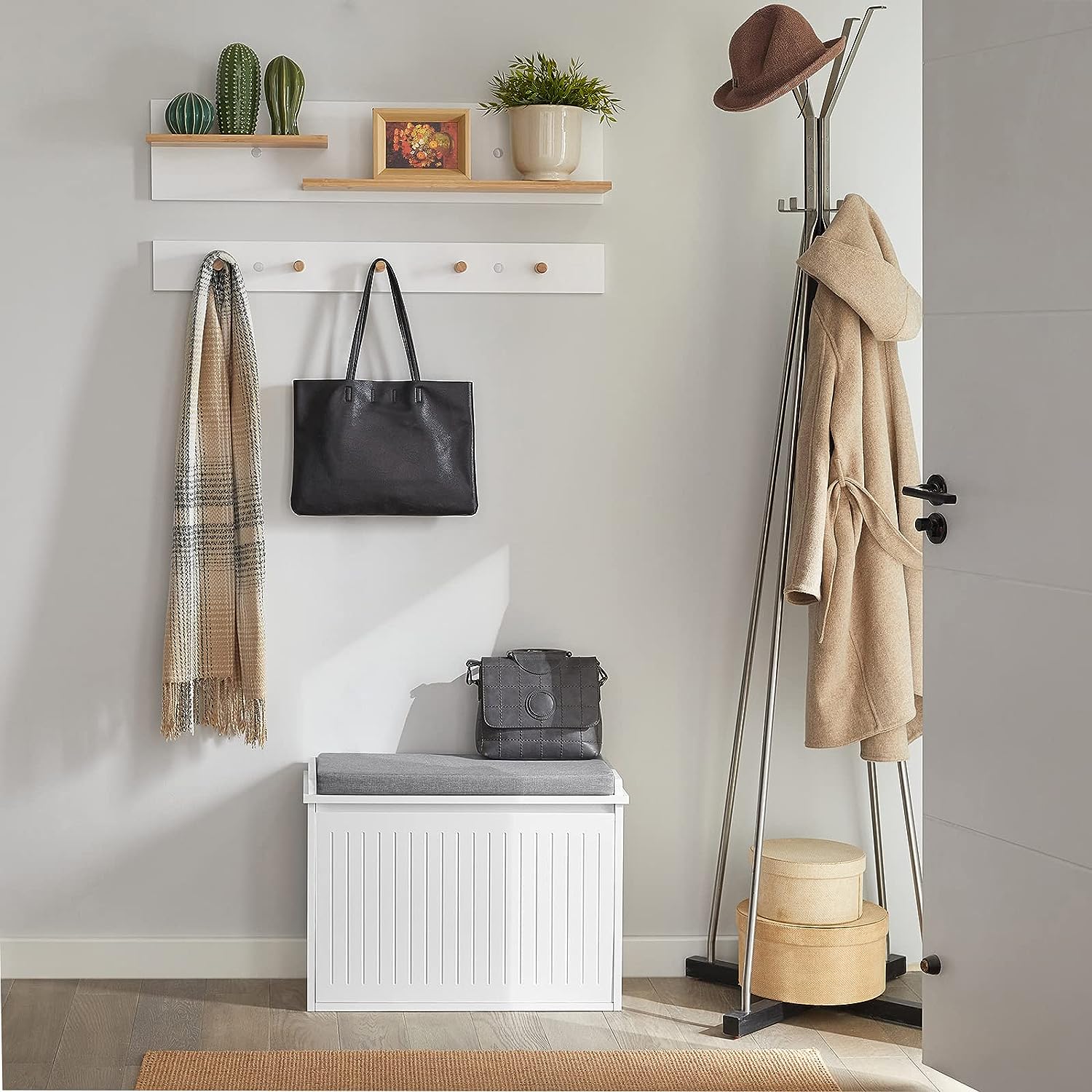 Modern Hallway Shoe Bench with Cushion and Storage - SuperSaverAU - view 9