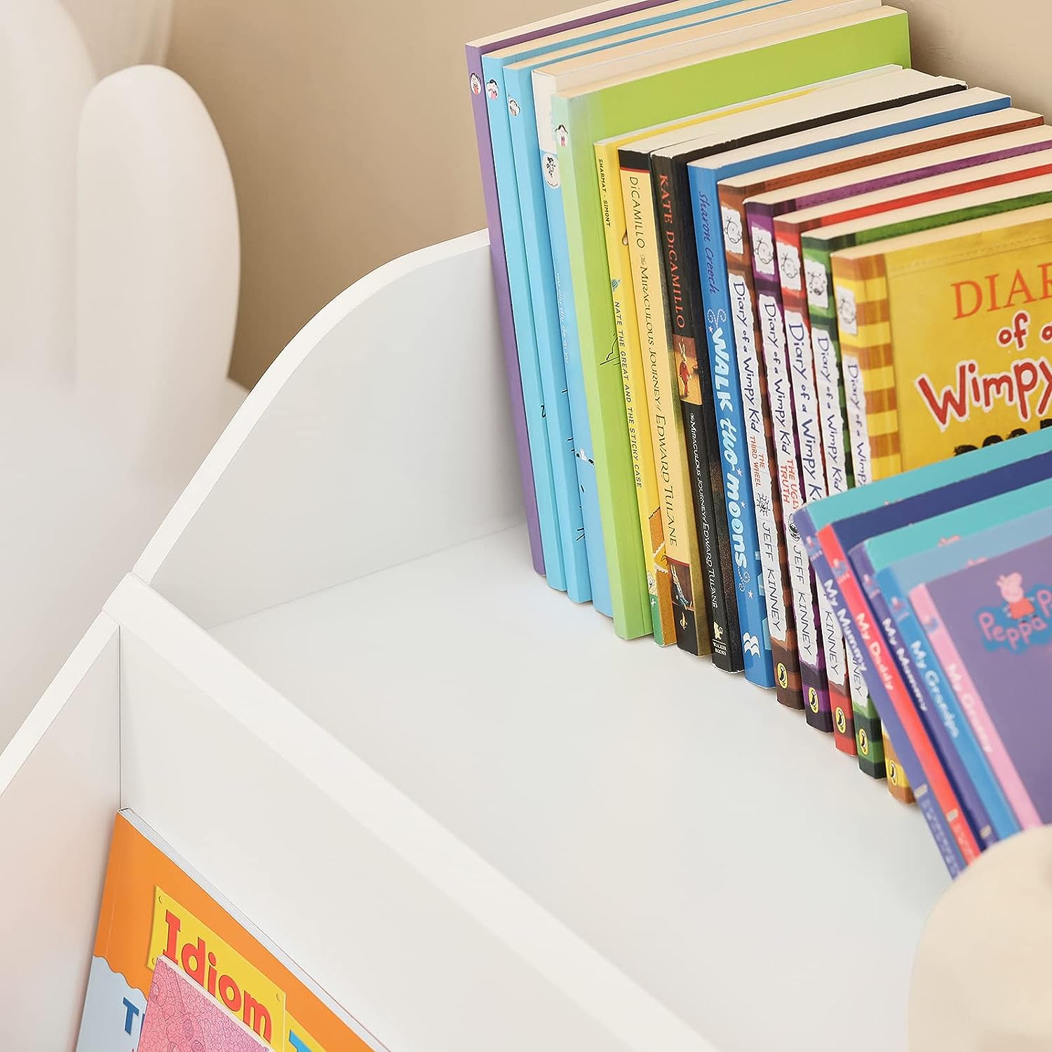 Kids White Storage Bookcase 3 Compartments MDF Pine Wood 48x60x53 cm - SuperSaverAU - view 8