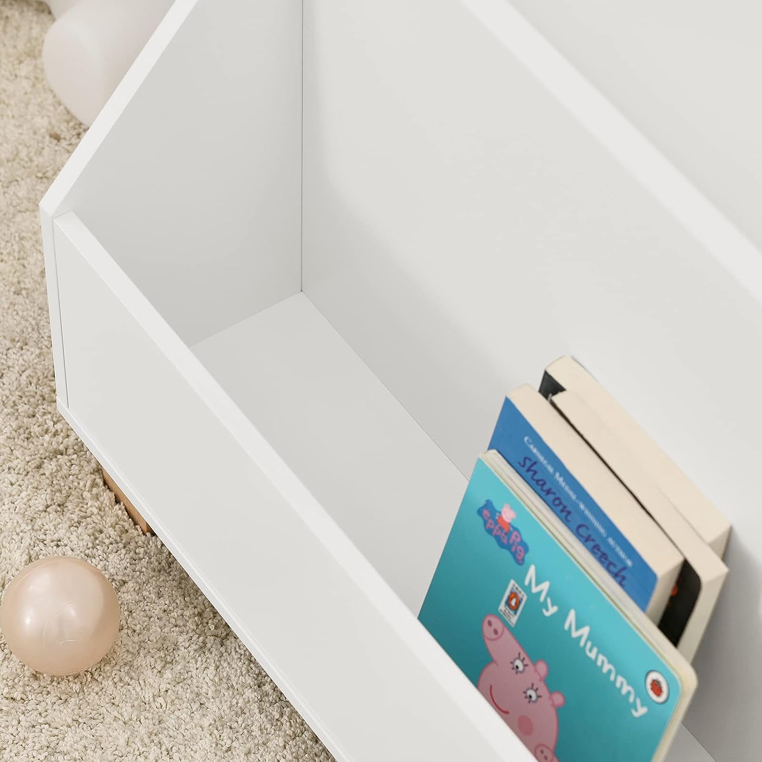 Kids White Storage Bookcase 3 Compartments MDF Pine Wood 48x60x53 cm - SuperSaverAU - view 9