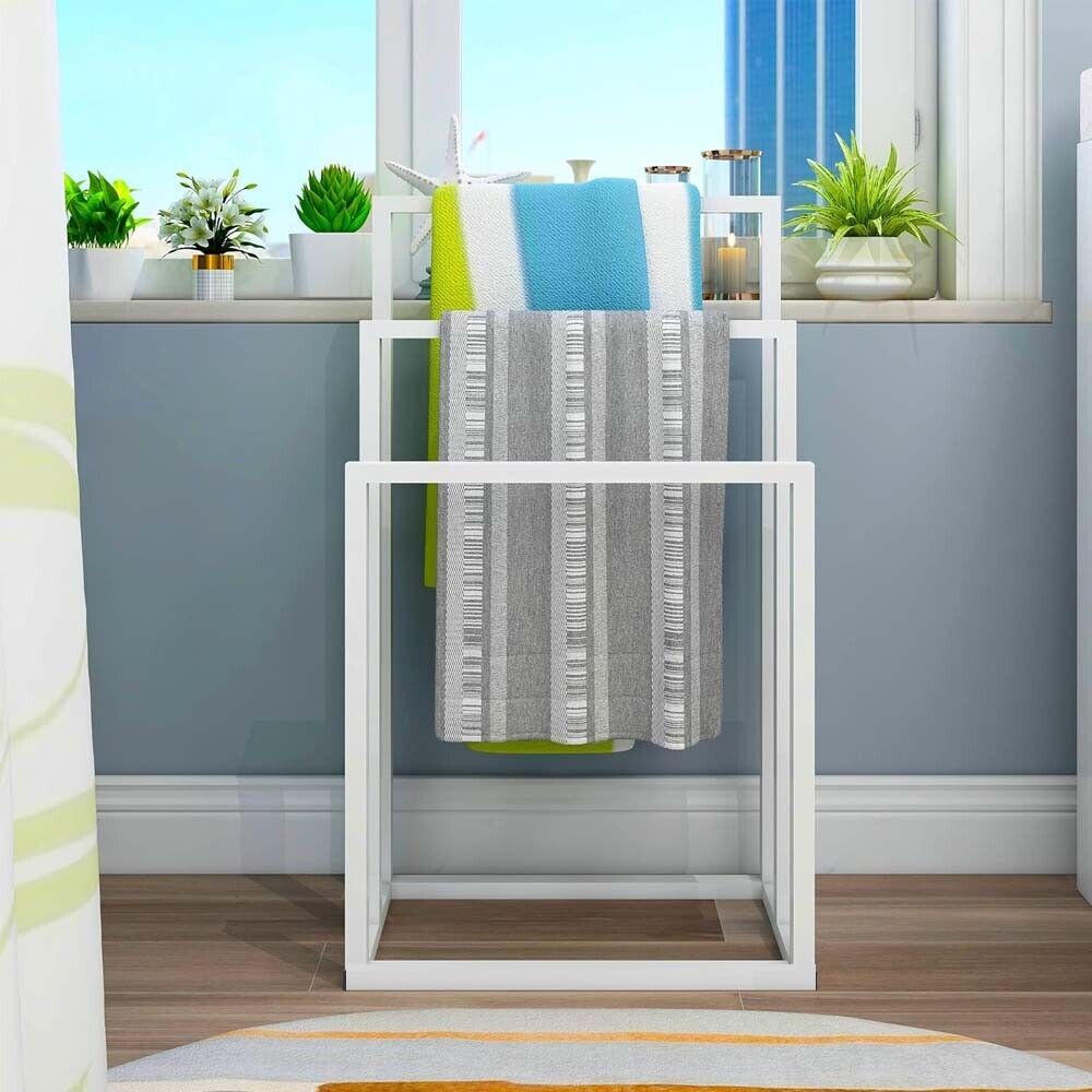 Premium 3 Tier Freestanding Metal Towel Rack – White 44 x 86cm