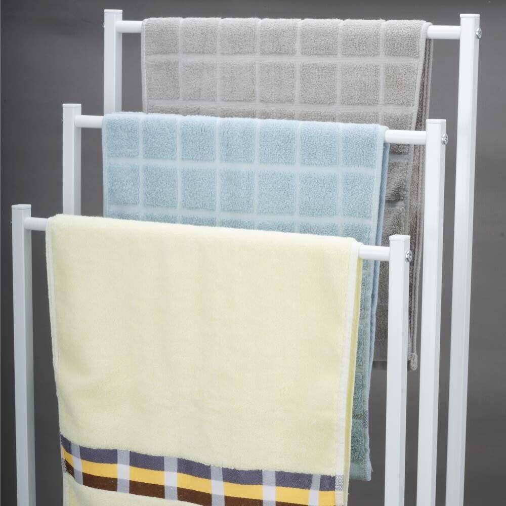 Premium 3 Tier Freestanding Metal Towel Rack – White 44 x 86cm