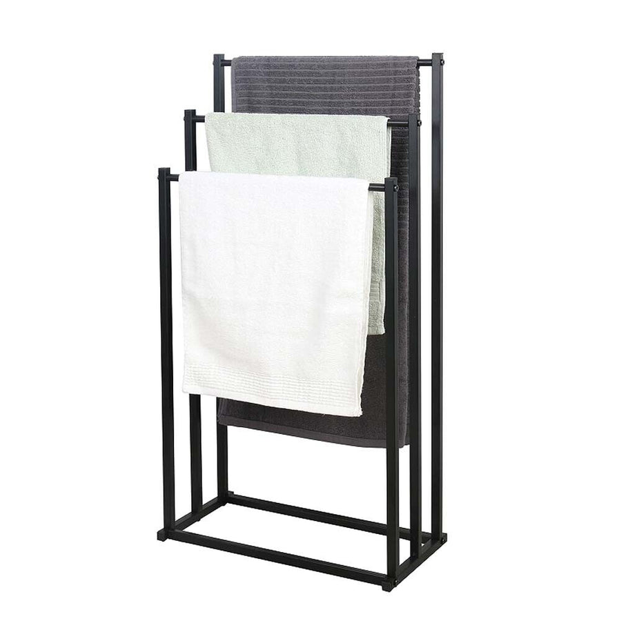 Metal Free Standing Towel Rack 3 Tier 40x20x77.5cm - Sturdy Black Design - SuperSaverAU - view 1