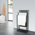 Metal Free Standing Towel Rack 3 Tier 40x20x77.5cm - Sturdy Black Design - SuperSaverAU - view 4