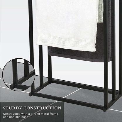 Metal Free Standing Towel Rack 3 Tier Bathroom Rail Shelf Dryer