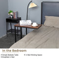 GENUX C Shaped Sofa Side End Table Rustic Brown Metal Frame Laptop Tray