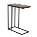 GENUX C Shaped Sofa Side End Table Rustic Brown Metal Frame Laptop Tray