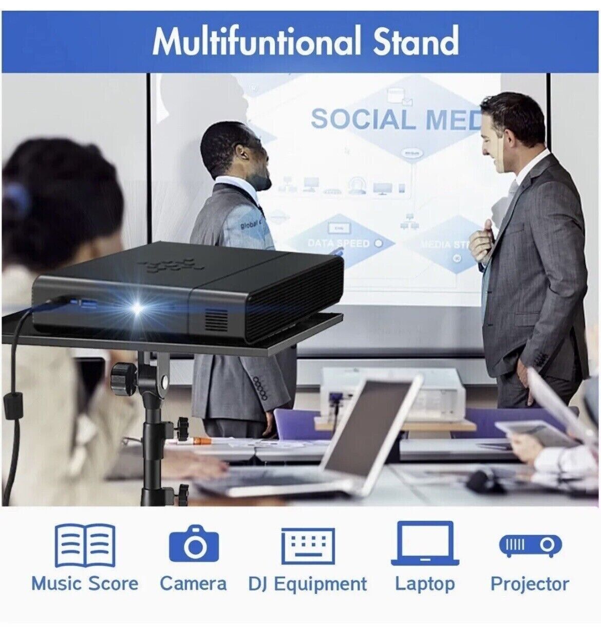 Adjustable Tripod Stand for Projector & Laptop, Height 22-55 inches