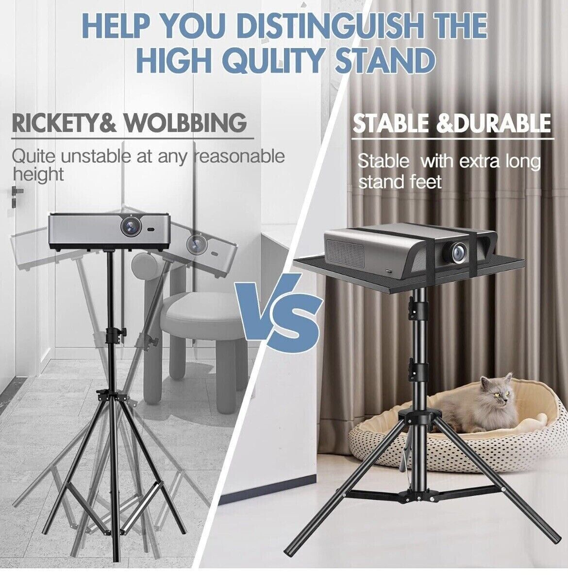 Adjustable Tripod Stand for Projector & Laptop, Height 22-55 inches