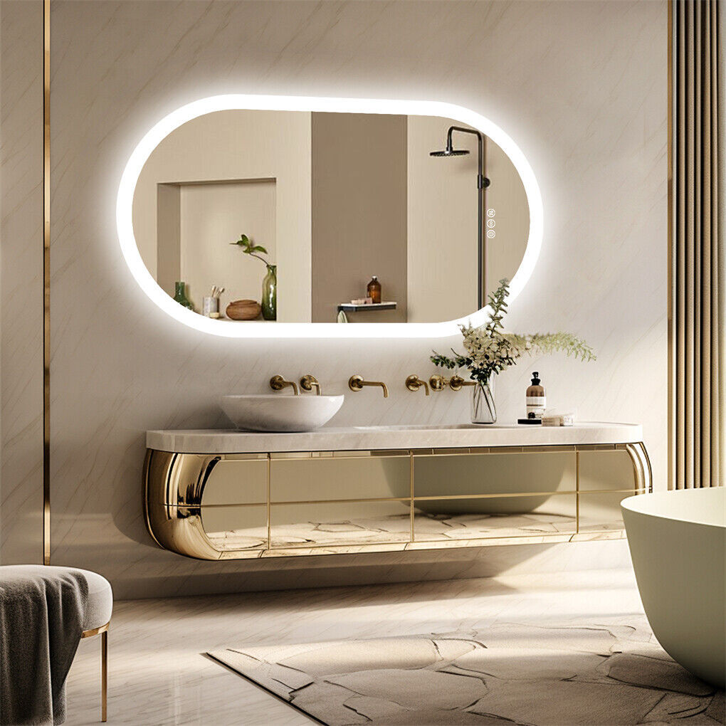 800x500mm Oval LED Bathroom Mirror - Anti-Fog, Dimmable, Wall Mount - SuperSaverAU - view 2