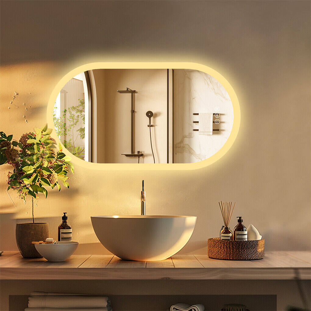 Oval LED Bathroom Mirror 1000x500mm Anti-Fog Dimmable Wall Mount - SuperSaverAU - view 7