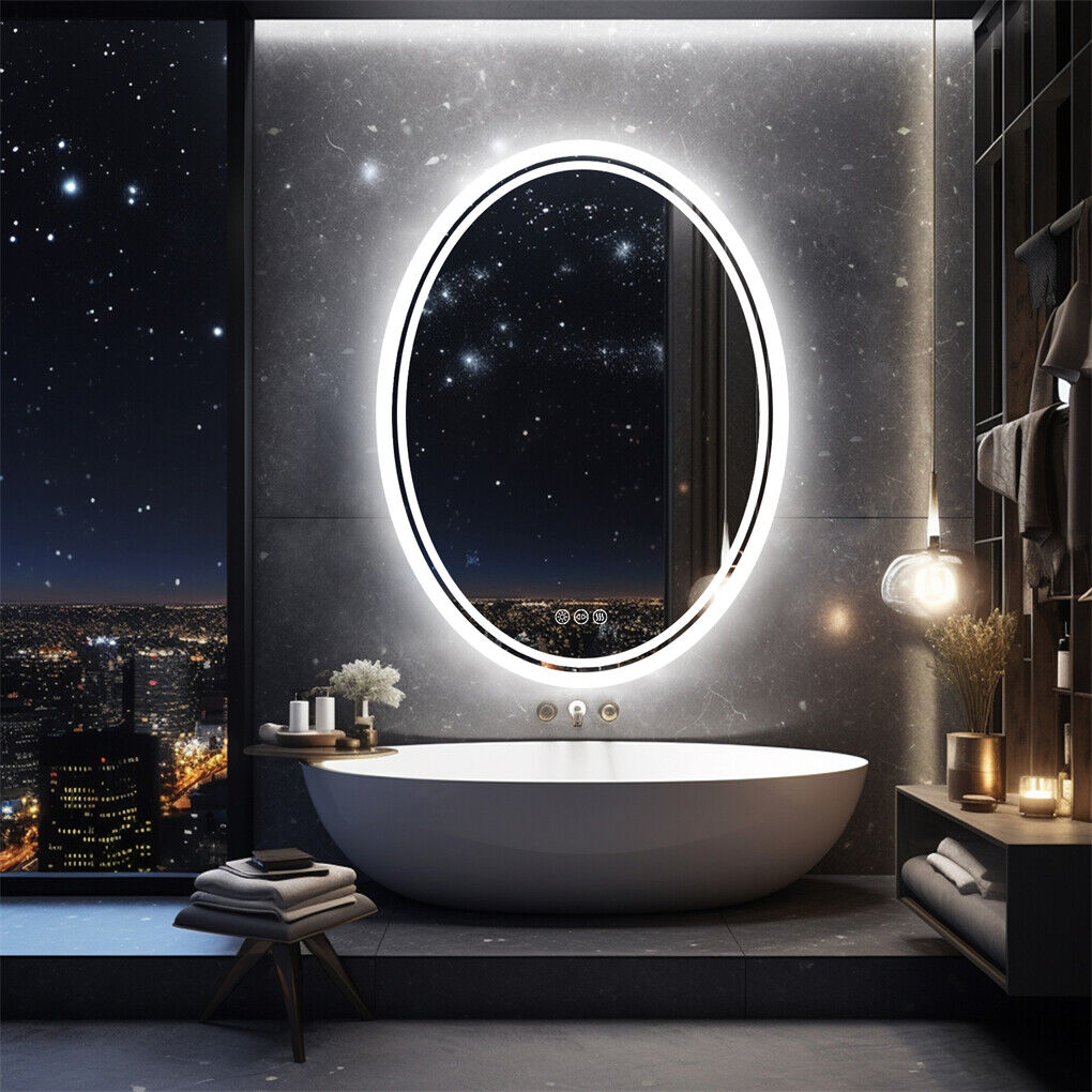 500x700mm Oval LED Bathroom Mirror Dimmable Anti-Fog with Touch Control - SuperSaverAU - view 2