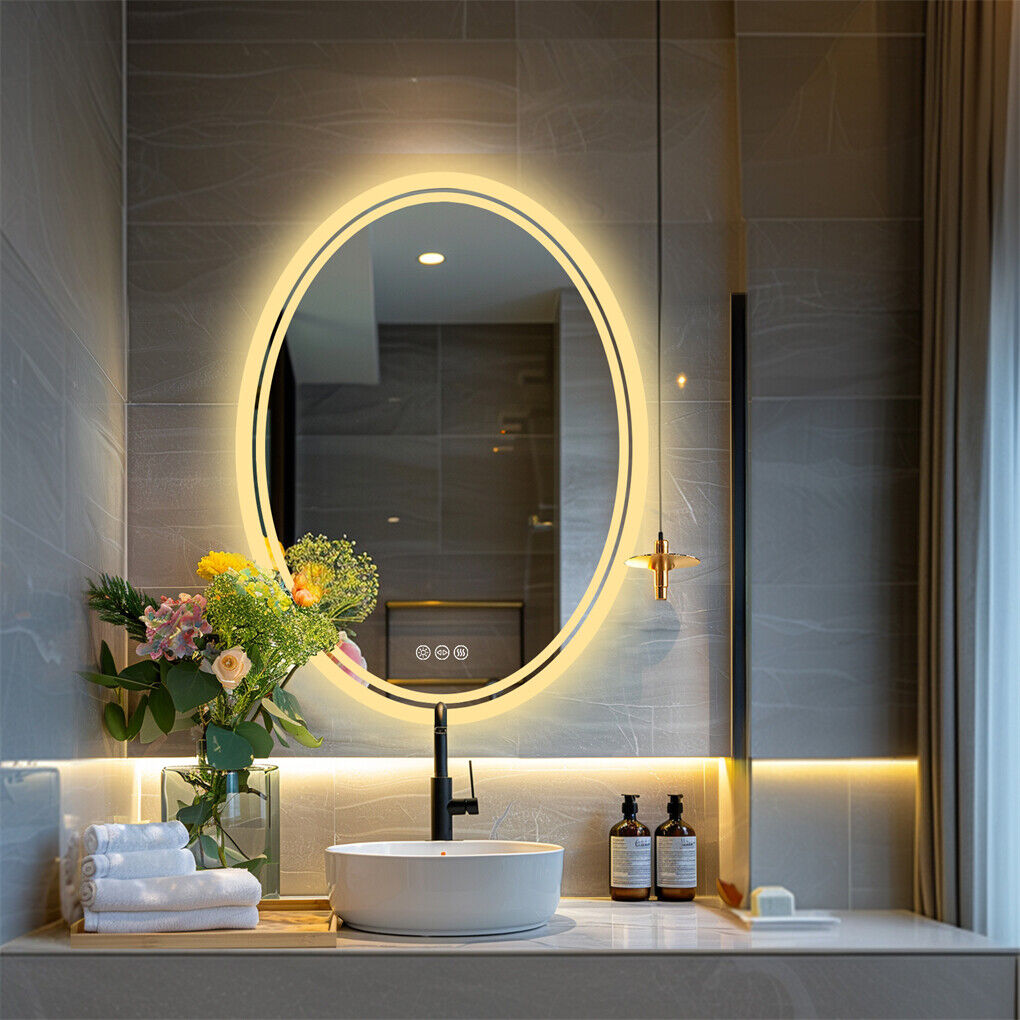 500x700mm Oval LED Bathroom Mirror Dimmable Anti-Fog with Touch Control - SuperSaverAU - view 4