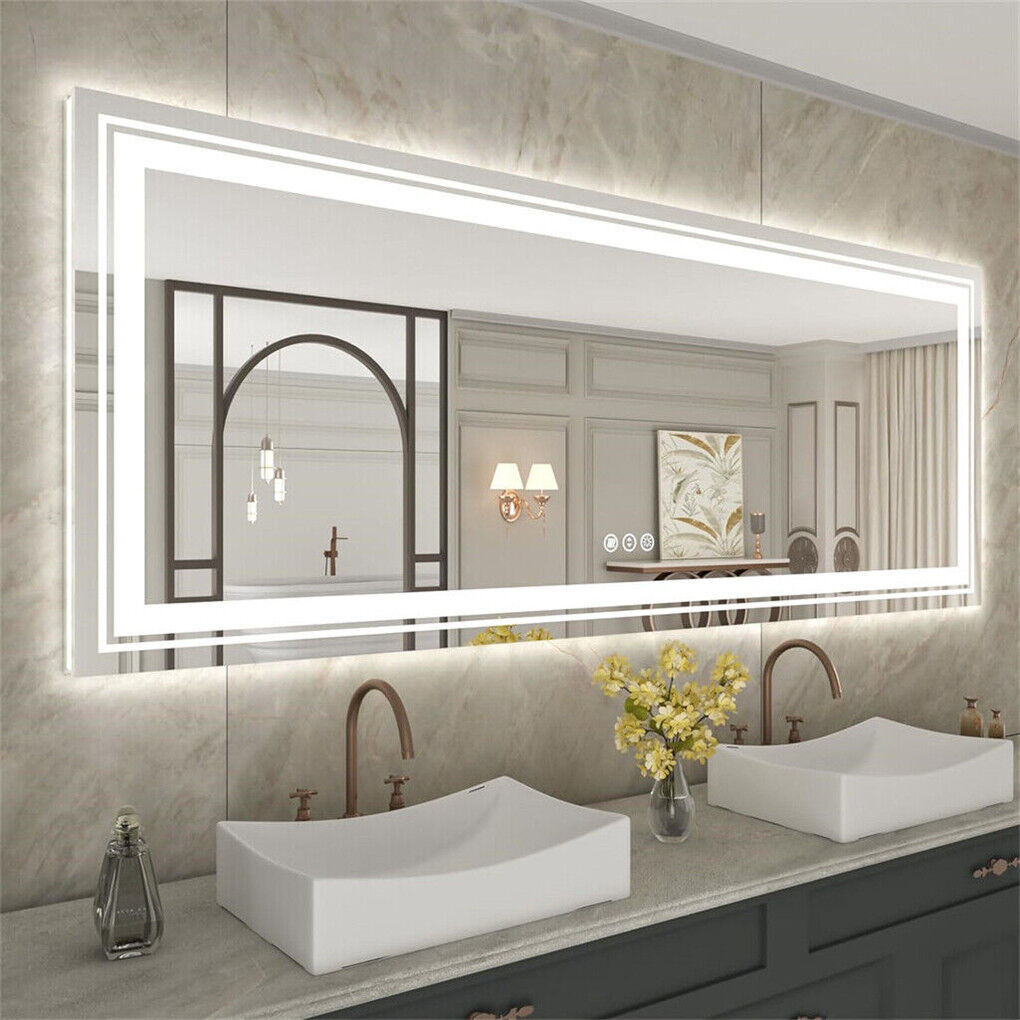 LED Bathroom Mirror 1200x800mm with Anti-Fog and Dual Lighting - SuperSaverAU - view 3