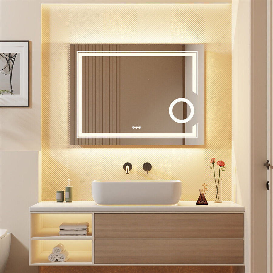 LED Bathroom Mirror 600x800mm with Anti-Fog and Magnification - SuperSaverAU - view 1