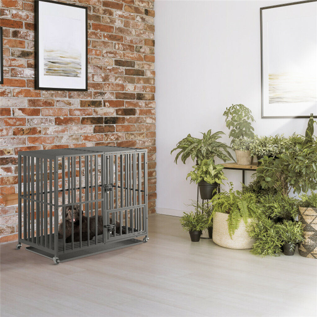 Heavy Duty Dog Cage Large XL XXL on Wheels, Durable Steel, Double Door Access - SuperSaverAU - view 2