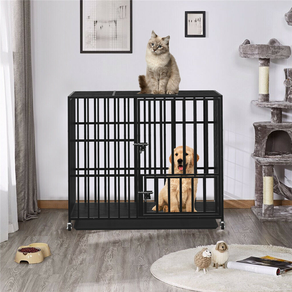42 XL Heavy Duty Dog Cage Playpen Kennel w/ Wheels, Durable Steel, Dual Access Doors - SuperSaverAU - view 1