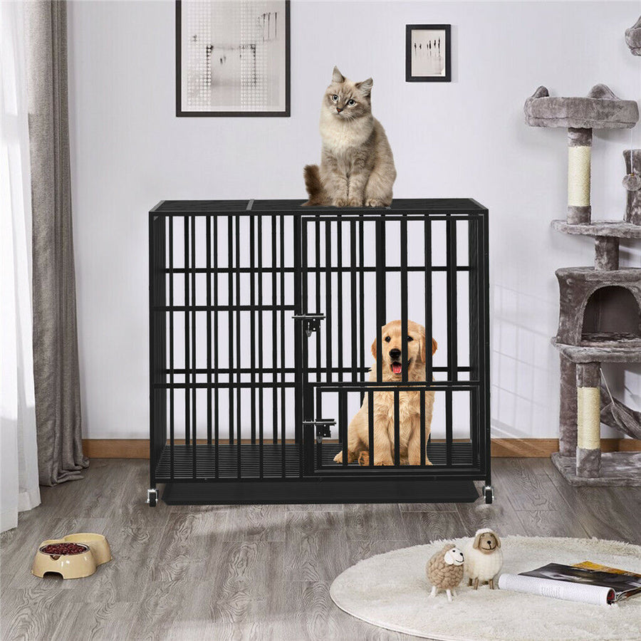 42 XL Heavy Duty Dog Cage Playpen Kennel w/ Wheels, Durable Steel, Dual Access Doors - SuperSaverAU - view 1