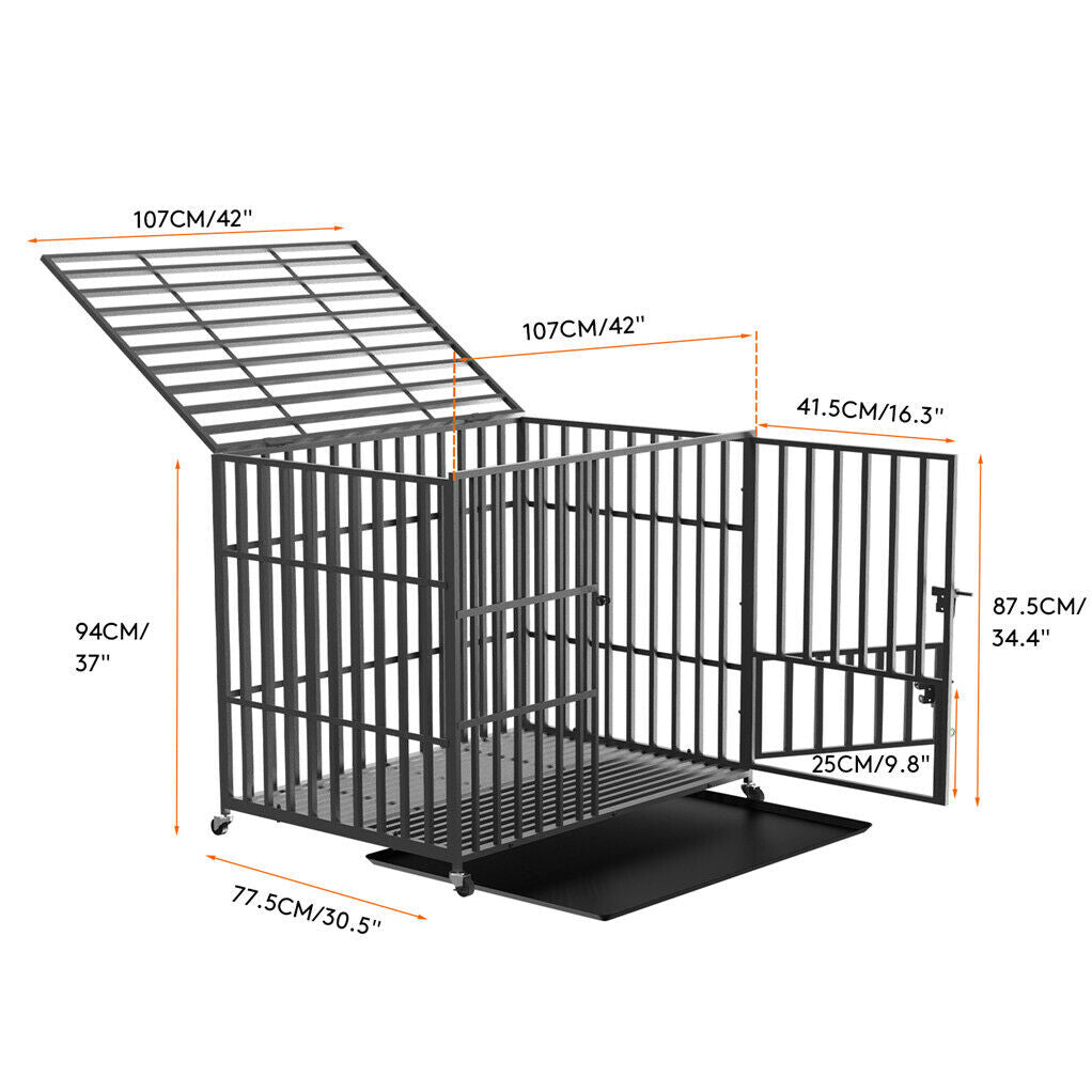 42 XL Heavy Duty Dog Cage Playpen Kennel w/ Wheels, Durable Steel, Dual Access Doors - SuperSaverAU - view 2