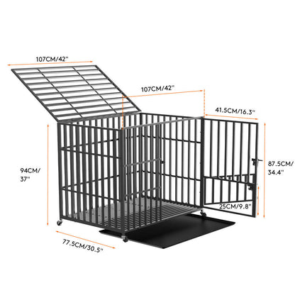 42 XL Heavy Duty Dog Cage Playpen Kennel w/ Wheels