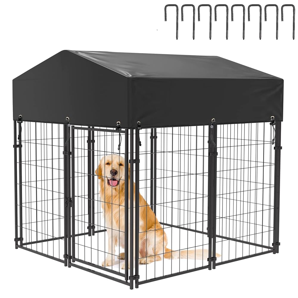 Outdoor Dog Kennel XS Pet Cage with Roof & Cover 127x120x134cm - Weather-Resistant, Durable, Secure - SuperSaverAU - view 1