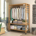 Eco-Friendly 3-Tier Wooden Clothes Rack Rolling Garment Stand 80x35x165 cm - SuperSaverAU - view 1