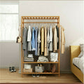 Eco-Friendly 3-Tier Wooden Clothes Rack Rolling Garment Stand 80x35x165 cm - SuperSaverAU - view 2