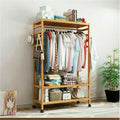 Eco-Friendly 3-Tier Wooden Clothes Rack Rolling Garment Stand 80x35x165 cm - SuperSaverAU - view 3