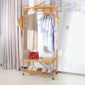 Eco-Friendly 3-Tier Wooden Clothes Rack Rolling Garment Stand 80x35x165 cm - SuperSaverAU - view 4