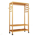 Eco-Friendly 3-Tier Wooden Clothes Rack Rolling Garment Stand 80x35x165 cm - SuperSaverAU - view 5
