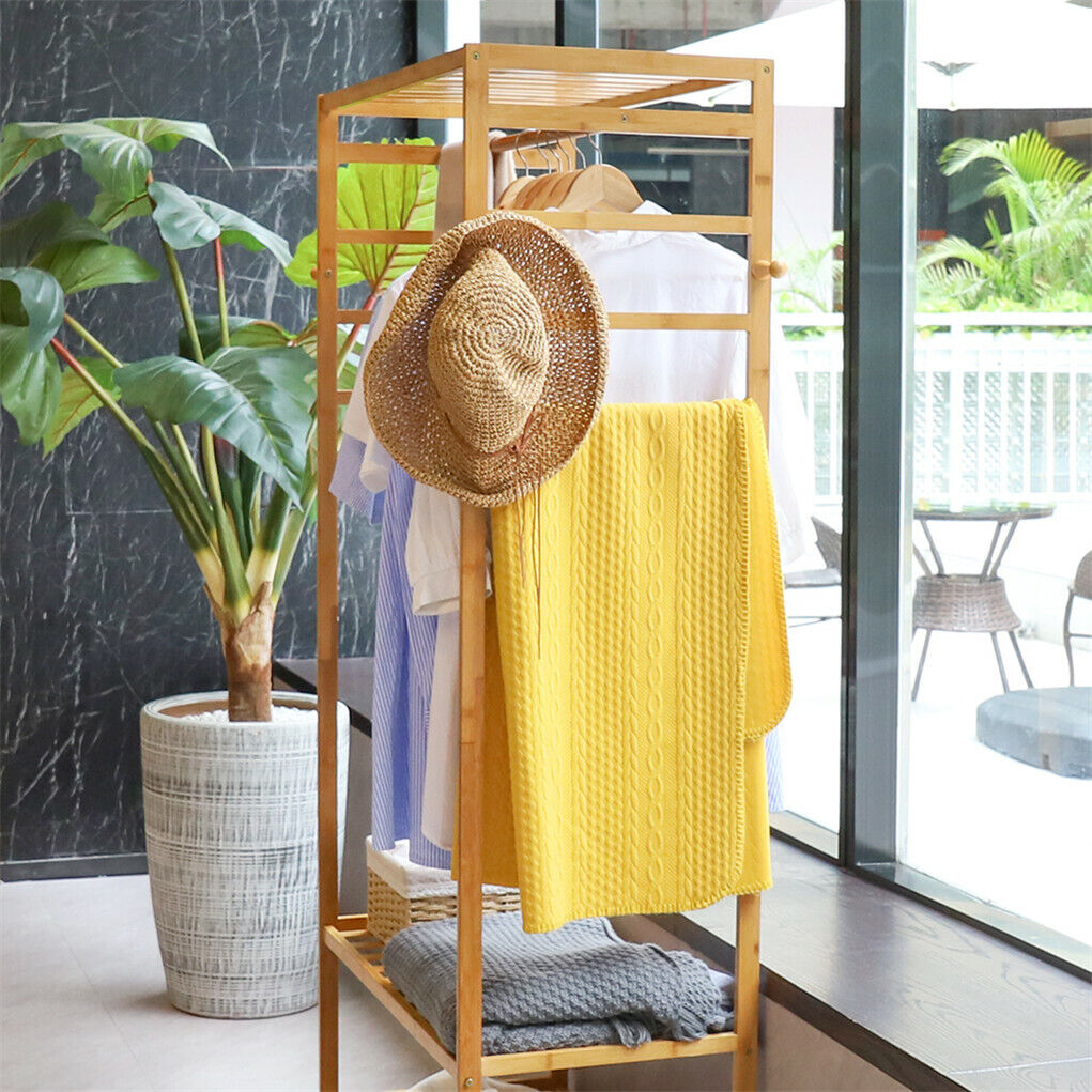 Eco-Friendly 3-Tier Wooden Clothes Rack Rolling Garment Stand 80x35x165 cm - SuperSaverAU - view 9