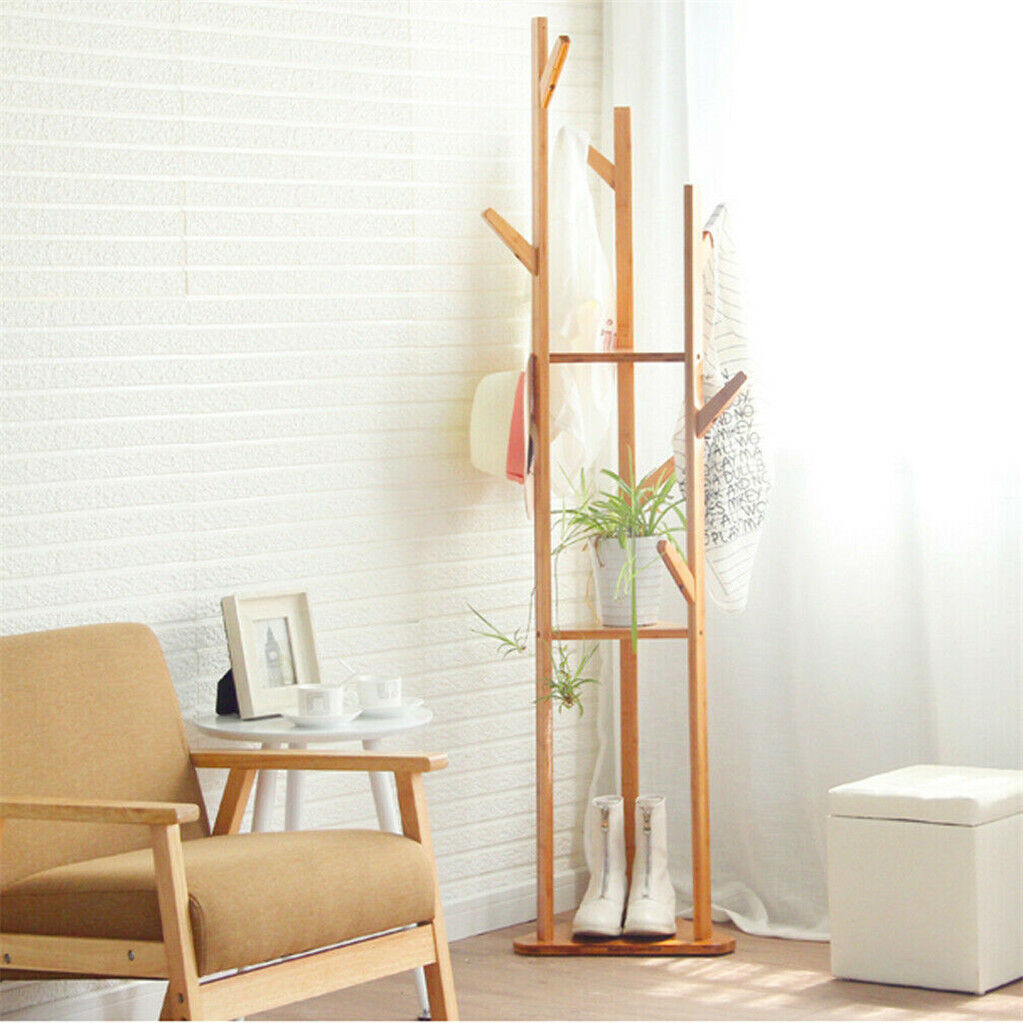 Bamboo Coat Rack with Umbrella Holder - Stylish Hanging Storage