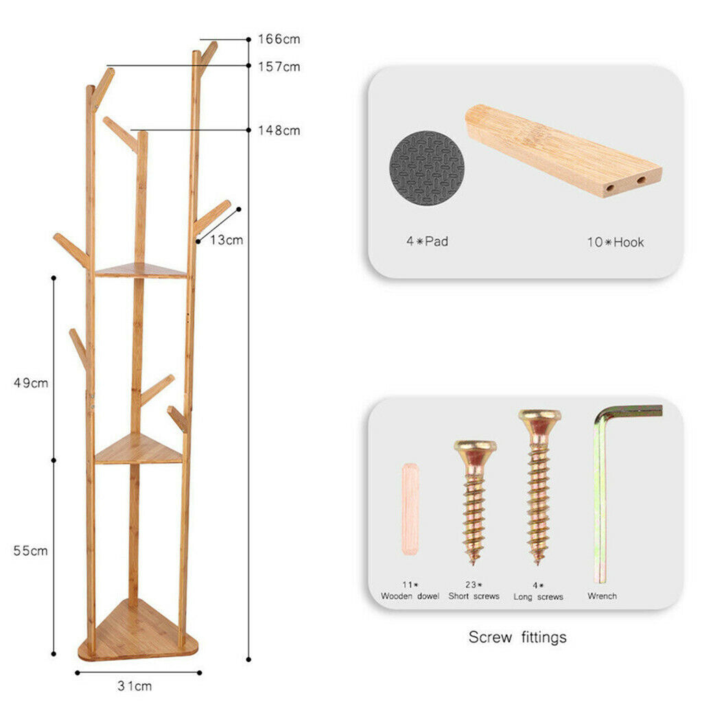 Bamboo Coat Rack with Umbrella Holder - Stylish Hanging Storage - SuperSaverAU - view 8