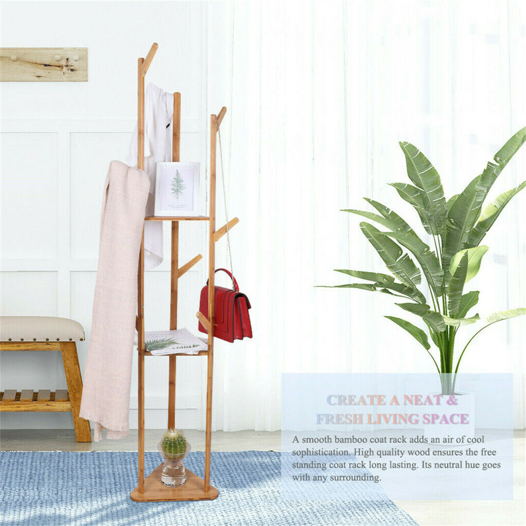 Bamboo Coat Rack with Umbrella Holder - Stylish Hanging Storage - SuperSaverAU - view 9